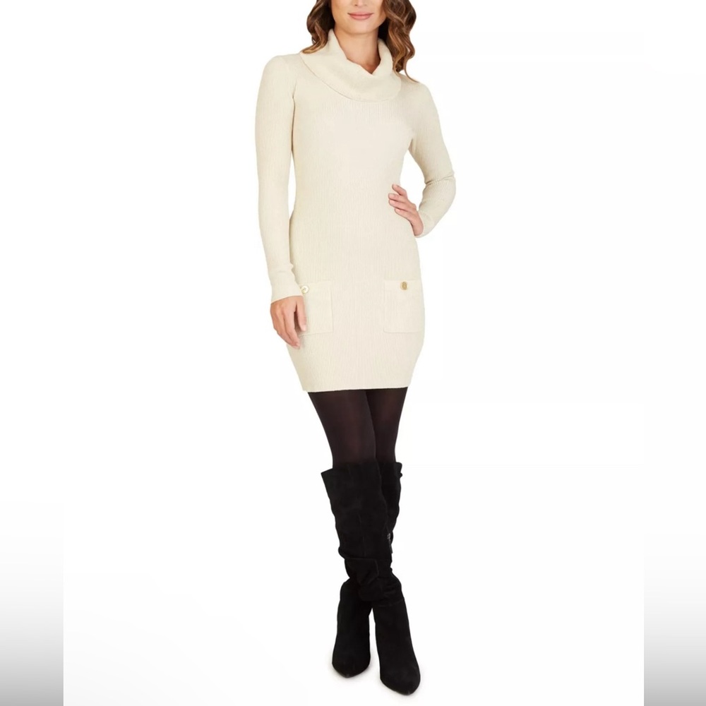 Long Sleeved Gold Sweater Dress